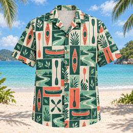 Tile Mosaic Kayak and Canoe Hawaiian Shirt