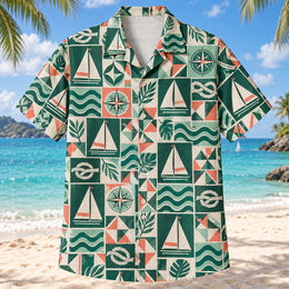 Tile Mosaic Sailing Hawaiian Shirt