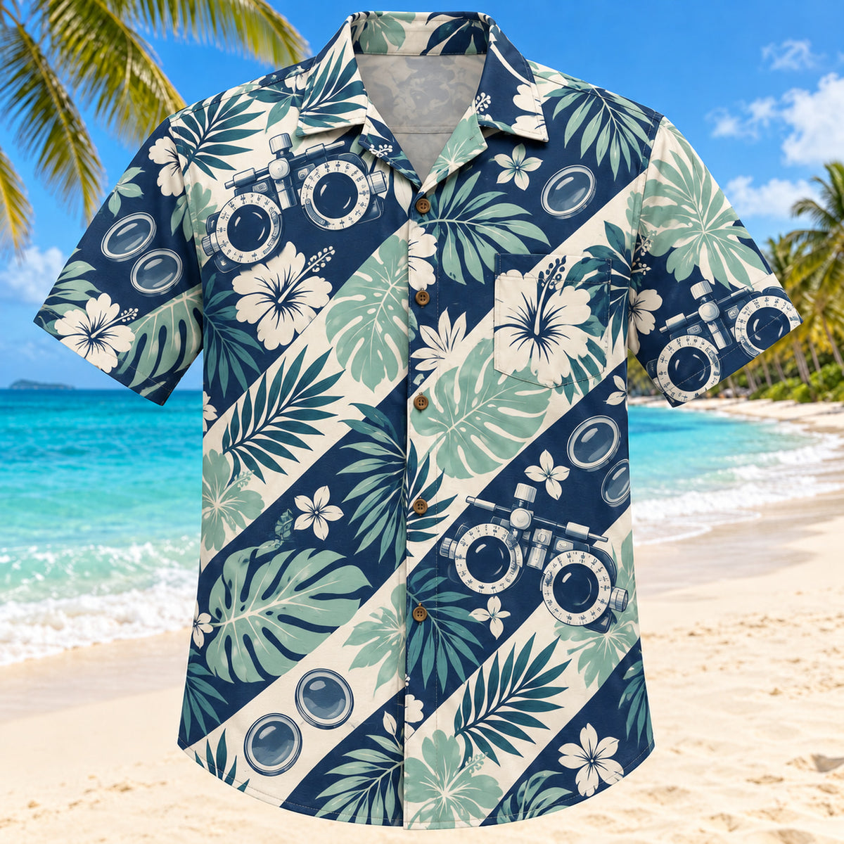 Trial Lens Garden Navy Optometrist Hawaiian Shirt
