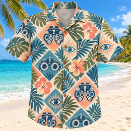 Trial Lens Garden Sunset Optometrist Hawaiian Shirt