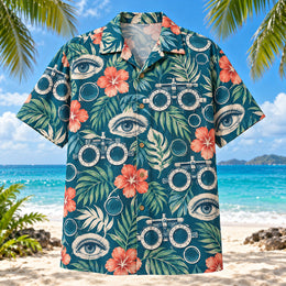 Trial Lens Garden Teal Optometrist Hawaiian Shirt