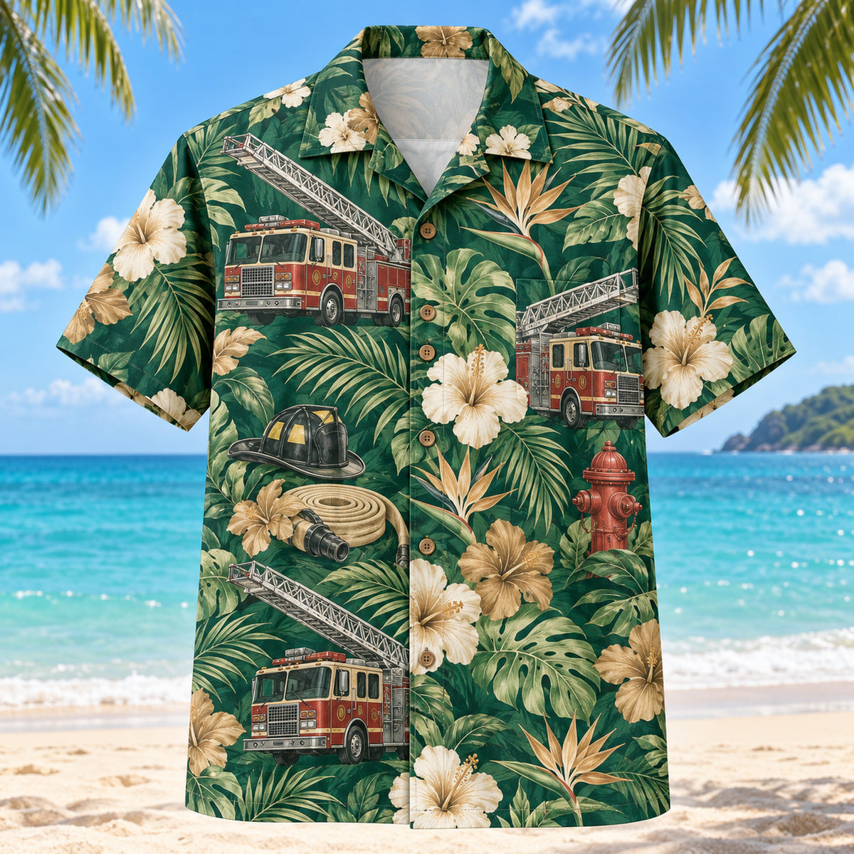 Truck Ladder Firefighter Hawaiian Shirt