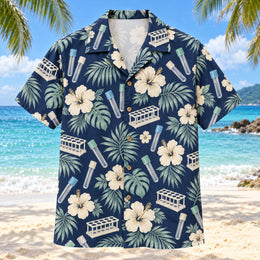 Tube Garden Navy Cream Phlebotomist Hawaiian Shirt