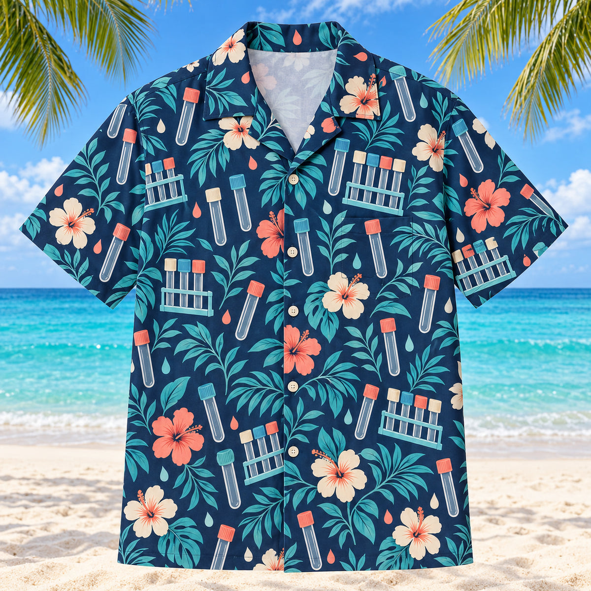 Tube Garden Navy Phlebotomist Hawaiian Shirt