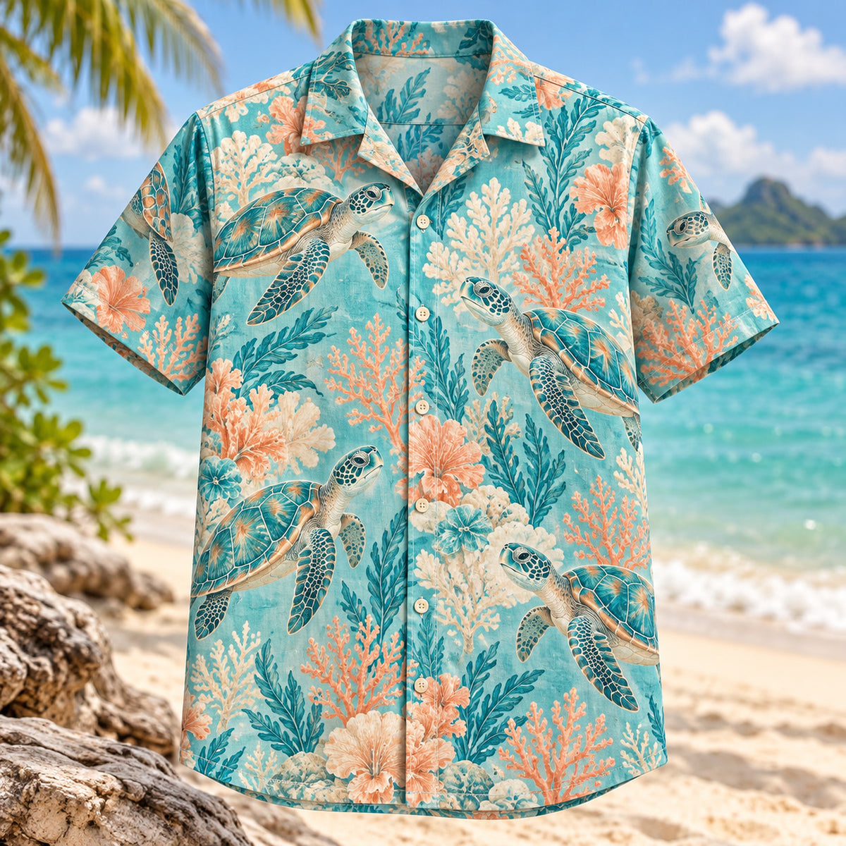 Turtle Coral Garden Sea Turtle Hawaiian Shirt
