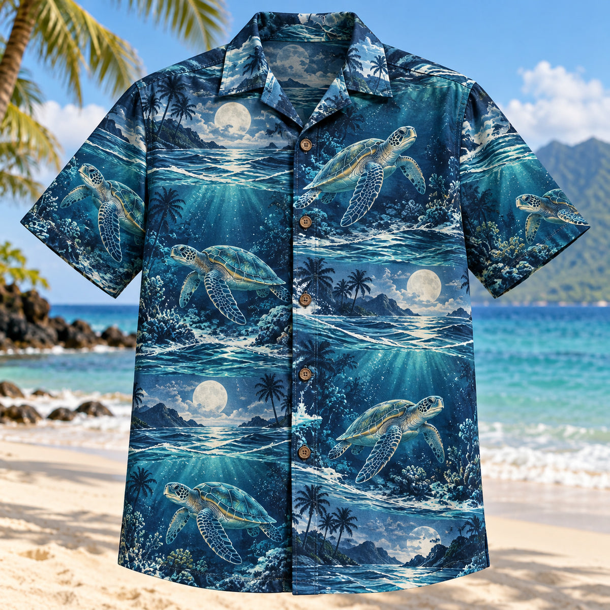 Turtle Moonlit Tide Sea Turtle Hawaiian Shirt