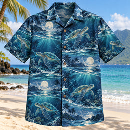 Turtle Moonlit Tide Sea Turtle Hawaiian Shirt