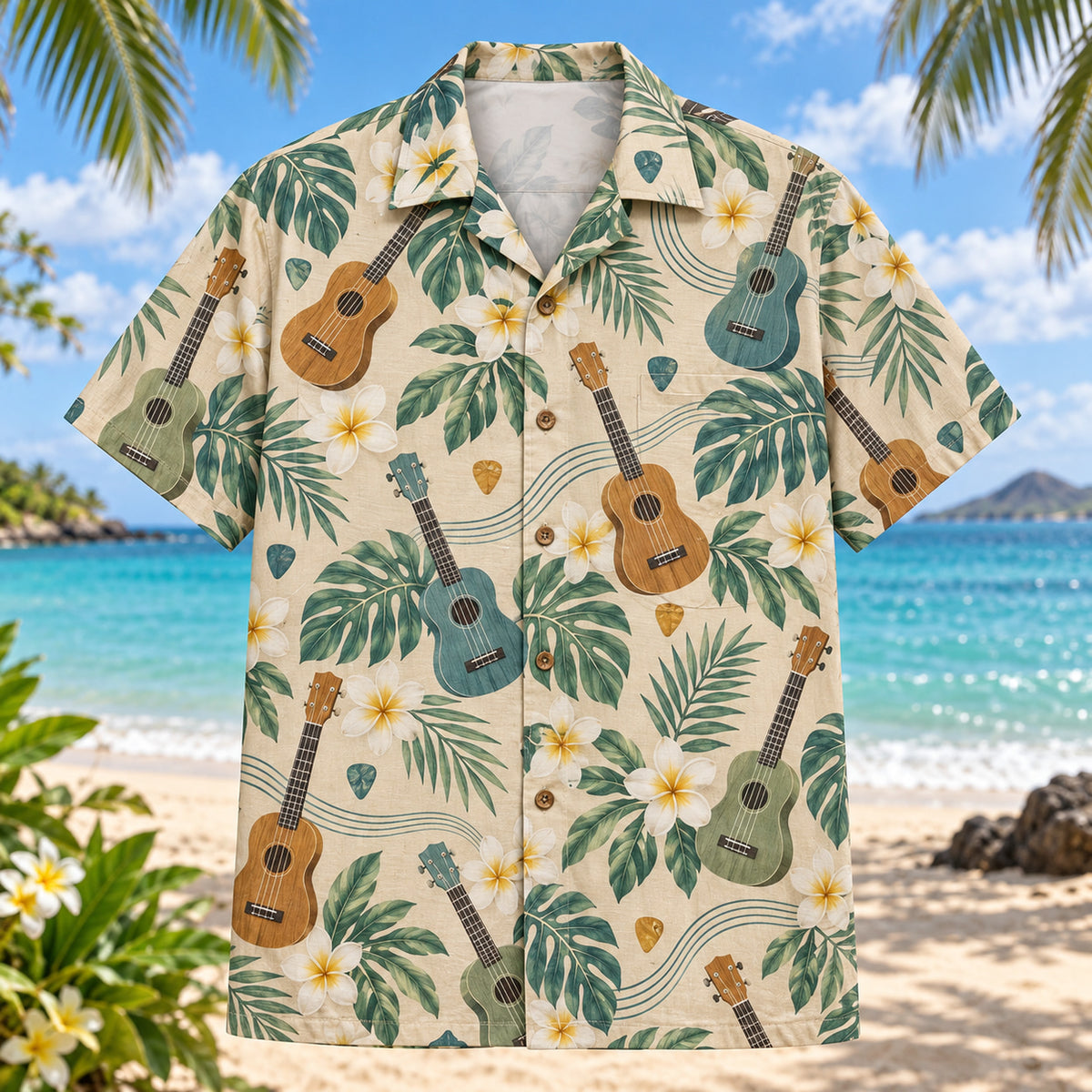 Ukulele Plumeria Hawaiian Shirt