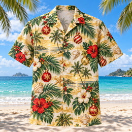 Winter Sun Palm Christmas Hawaiian Shirt