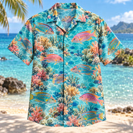 Wrasse Lagoon Reef Aquarium Hawaiian Shirt