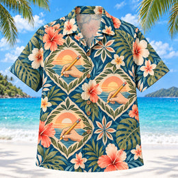 Writing Hand Sunset Occupational Therapist Hawaiian Shirt