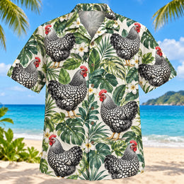 Wyandotte Botanical Chicken Hawaiian Shirt