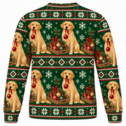 Yellow Labrador Christmas Ornaments Ugly Sweater back
