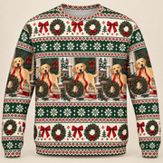 Yellow Labrador Christmas Wreath all-over-print sweater front view