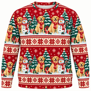 Yellow Labrador Snowman Ugly Sweater front