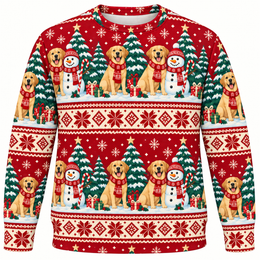 Yellow Labrador Christmas Snowman All Over Print Sweater
