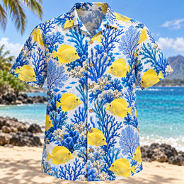 Yellow Tang Reef Aquarium Hawaiian Shirt