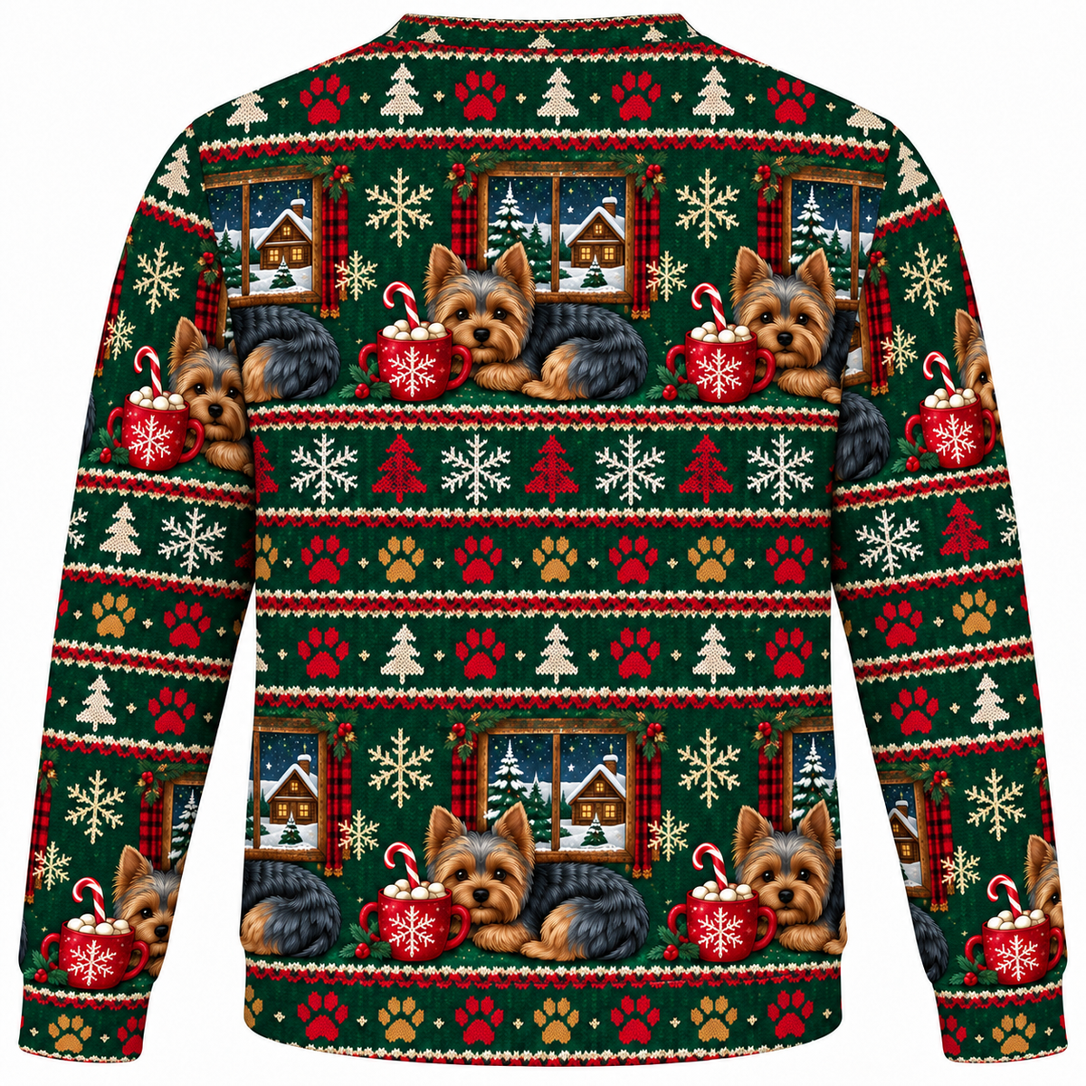 Yorkshire Terrier Christmas Cocoa Ugly Sweater back
