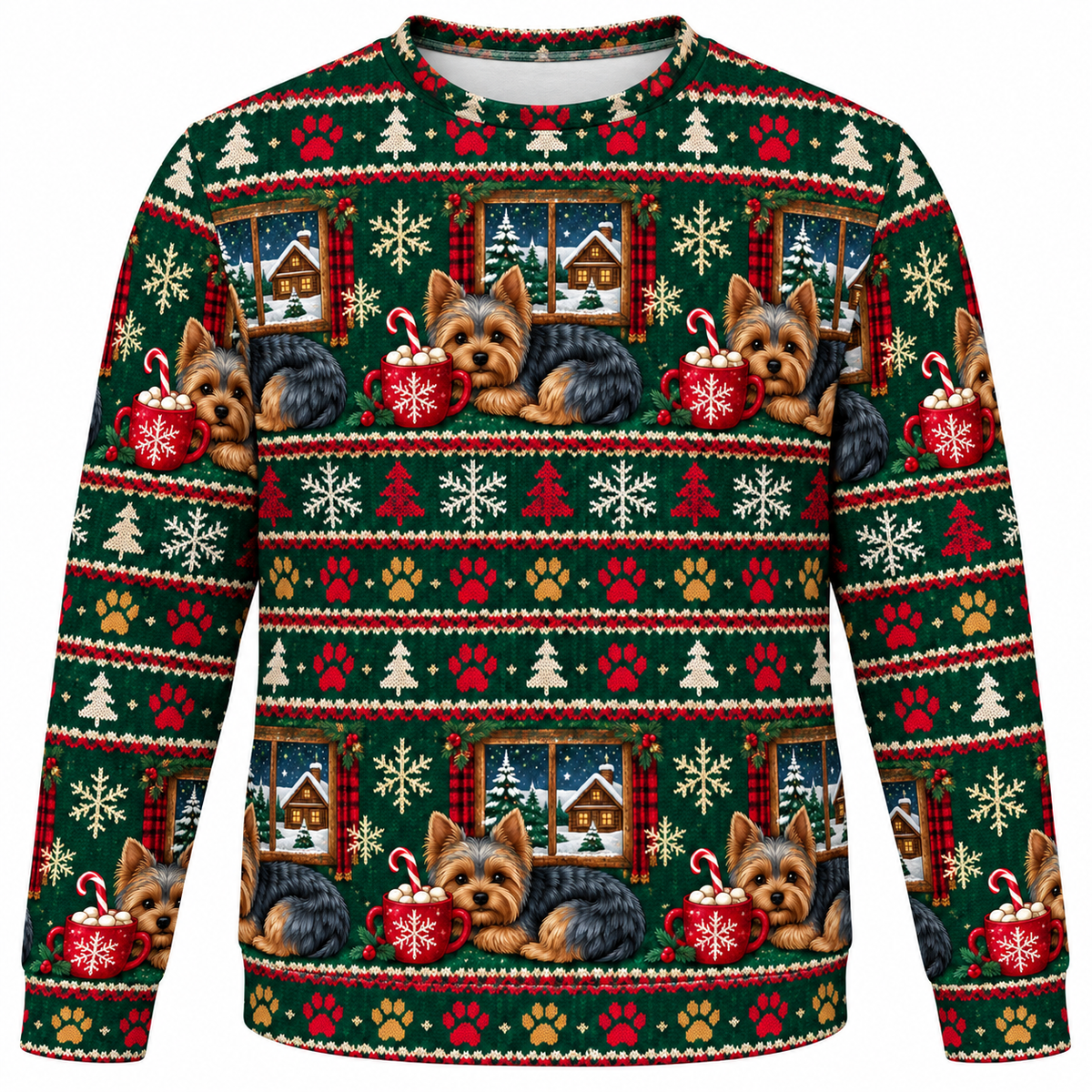 Yorkshire Terrier Christmas Cocoa Ugly Sweater front