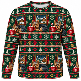 Yorkshire Terrier Christmas Cocoa All Over Print Ugly Sweater