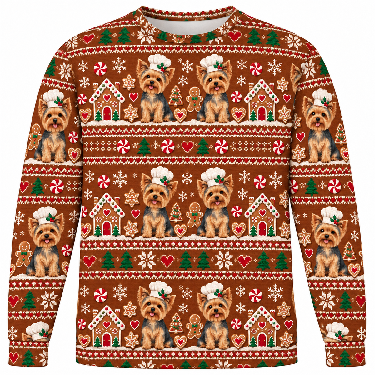 Yorkshire Terrier Gingerbread Christmas Ugly Sweater front