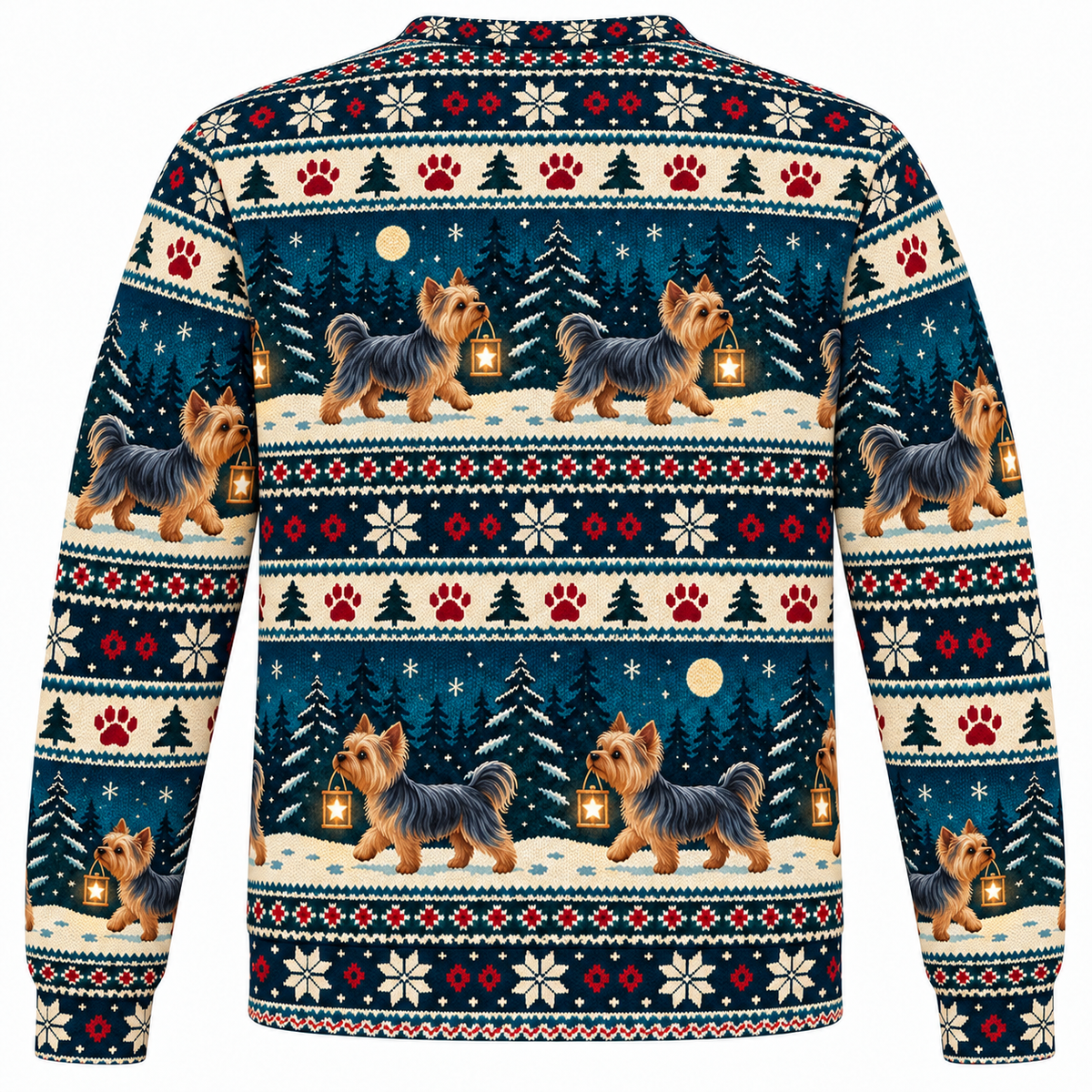 Yorkshire Terrier Star Lantern Ugly Sweater back