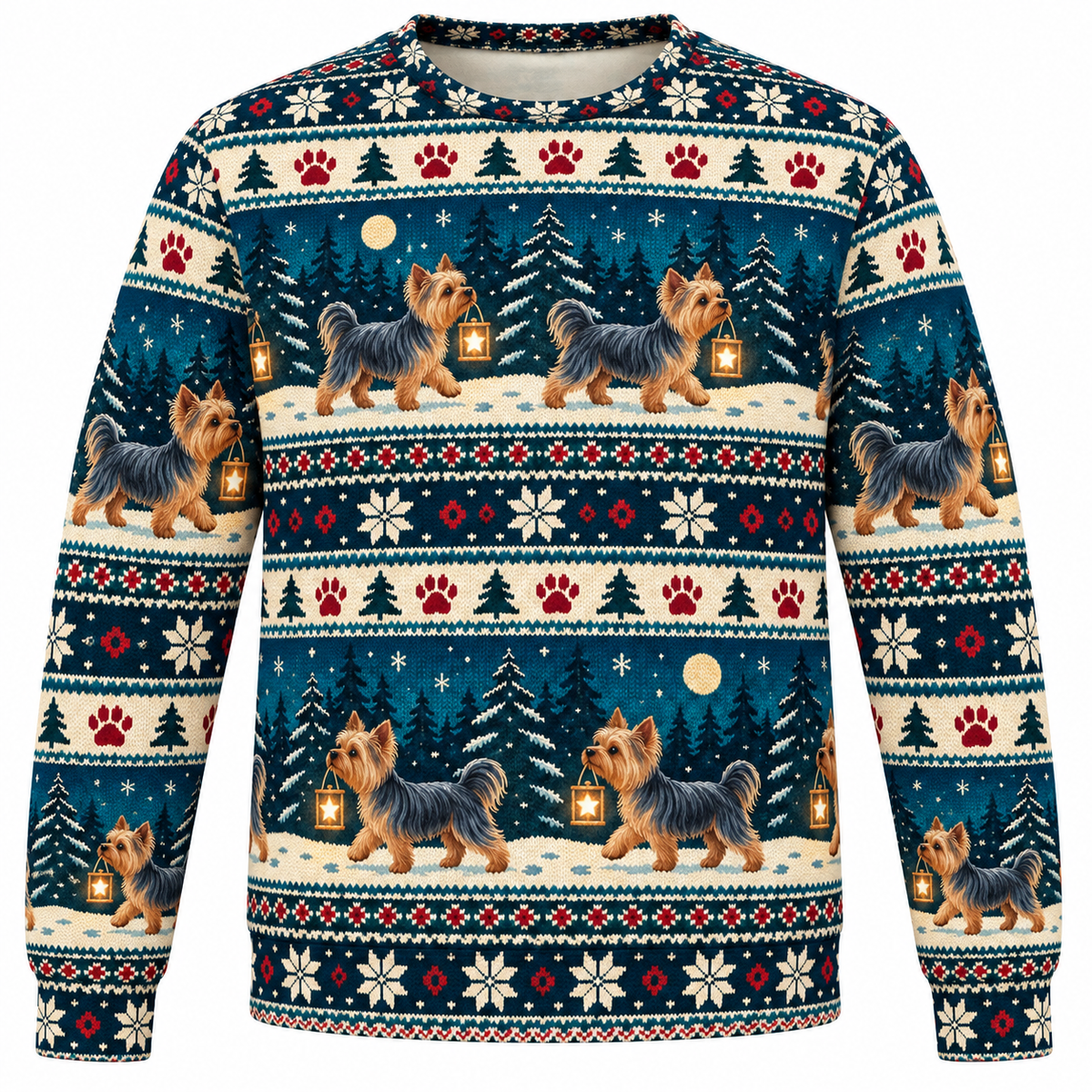 Yorkshire Terrier Star Lantern Ugly Sweater front