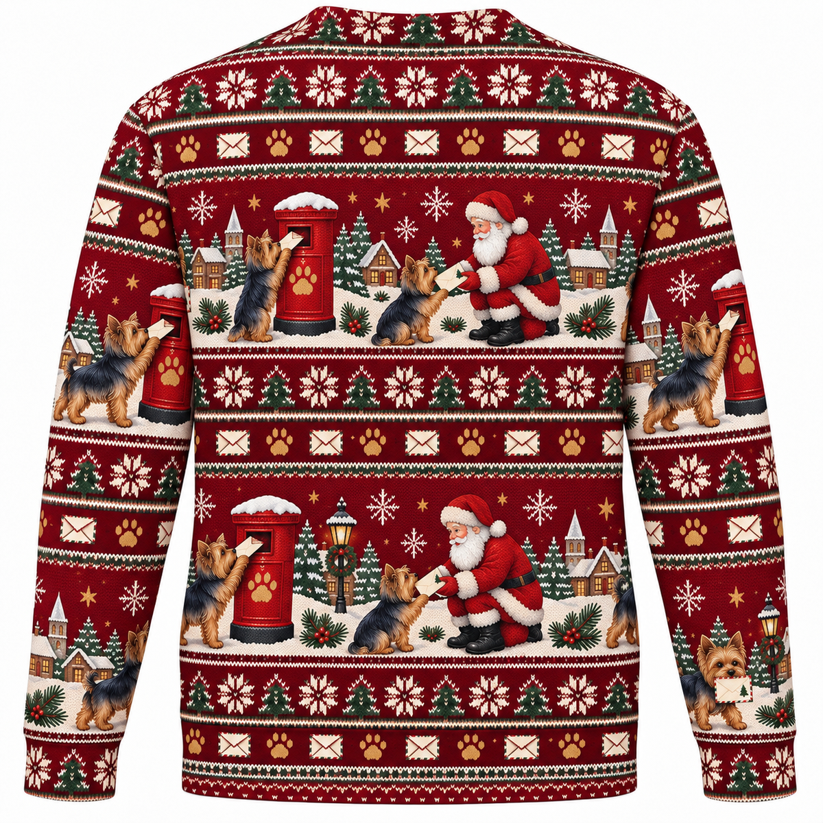 Yorkshire Terrier Santa Mail Ugly Sweater back