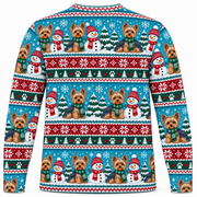 Yorkshire Terrier Snowman Christmas Ugly Sweater back