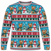 Yorkshire Terrier Snowman Christmas Ugly Sweater front