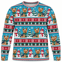 Yorkshire Terrier Snowman Christmas All Over Print Ugly Sweater