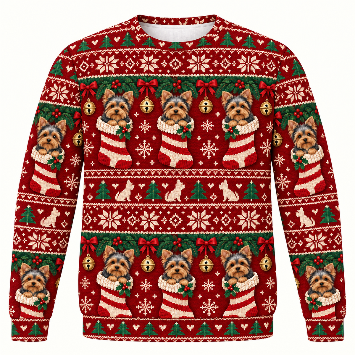Yorkshire Terrier Christmas Stocking Ugly Sweater front
