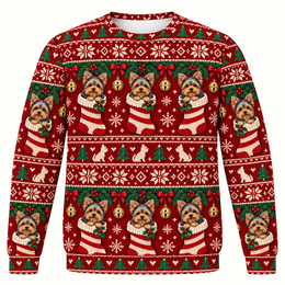 Yorkshire Terrier Christmas Stocking All Over Print Ugly Sweater