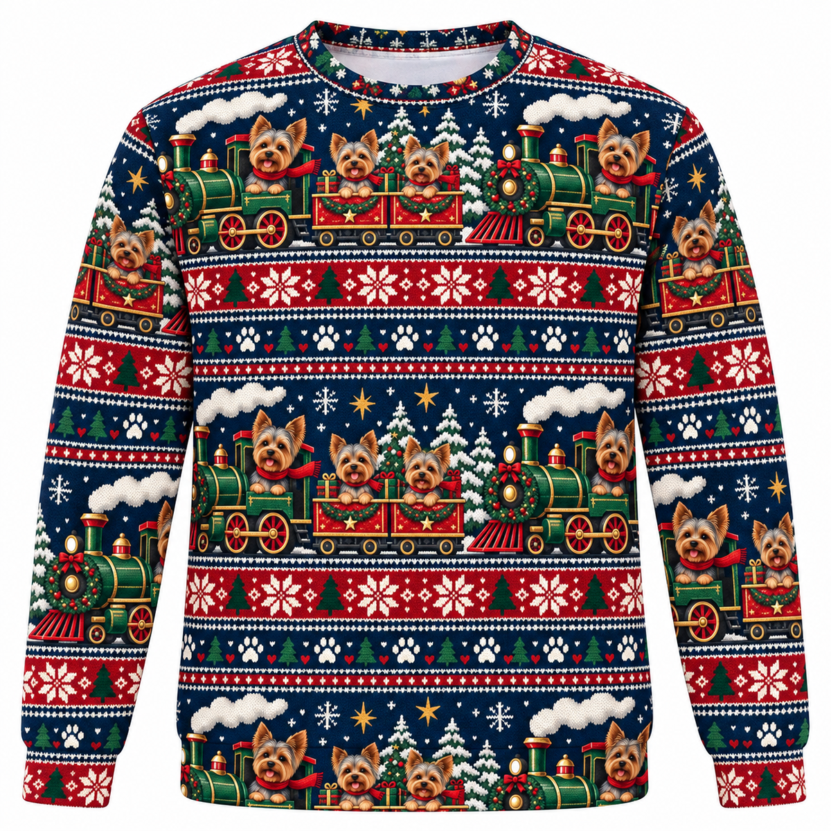 Yorkshire Terrier Christmas Train Ugly Sweater front