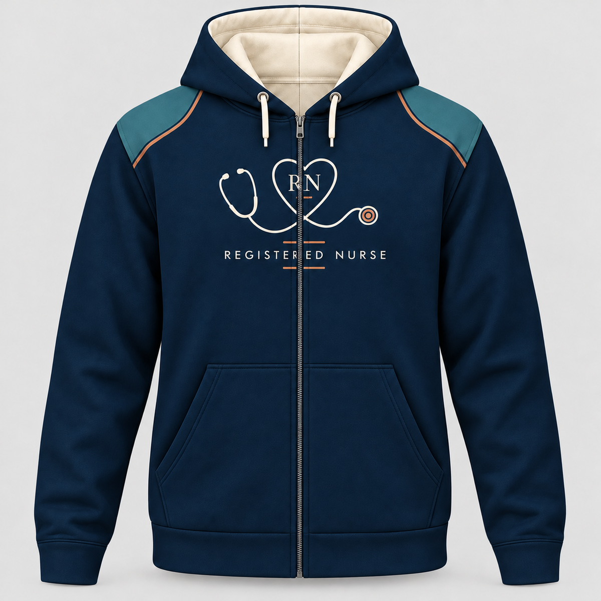 Registered Nurse Registered Nurse Stethoscope Zip Hoodie front mockup