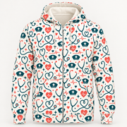 Registered Nurse Retro Nurse Care Icons Zip Hoodie front mockup