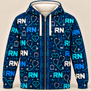 Registered Nurse RN Midnight Care Signals Zip Hoodie front mockup