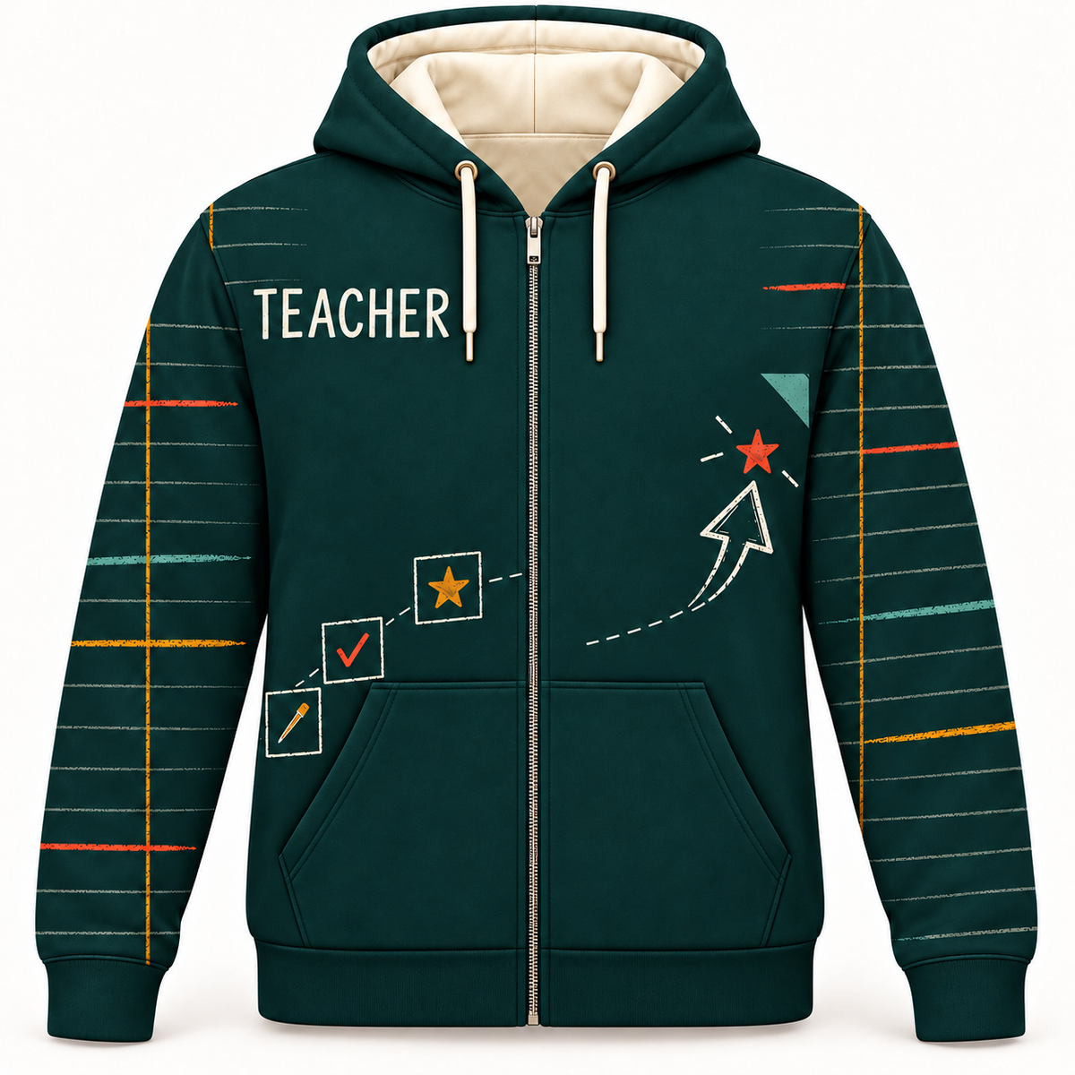 Elementary Teacher Every Learning Step Zip Hoodie front mockup