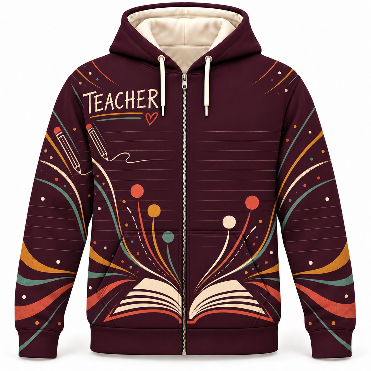 Elementary Teacher Little Learners Growing Zip Hoodie front mockup