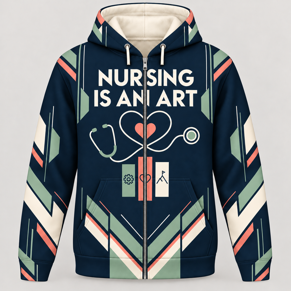 Registered Nurse Nursing Is an Art Zip Hoodie front mockup