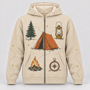 Trail Kit camping zip hoodie front all-over-print mockup